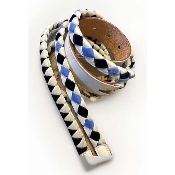 Vintage Malo Italian Braided Velvet And Leather Belt Unisex Size 40 main image 3